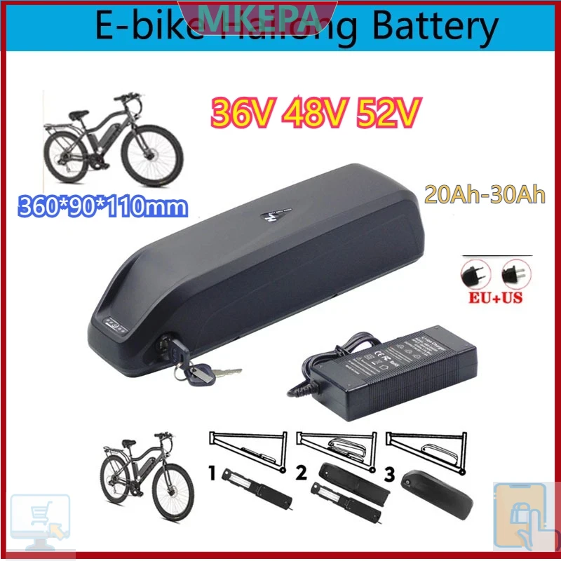 Ebike Battery 48V 20Ah Hailong - Bateria Hailong 36-48-52V com BMS 20Ah
