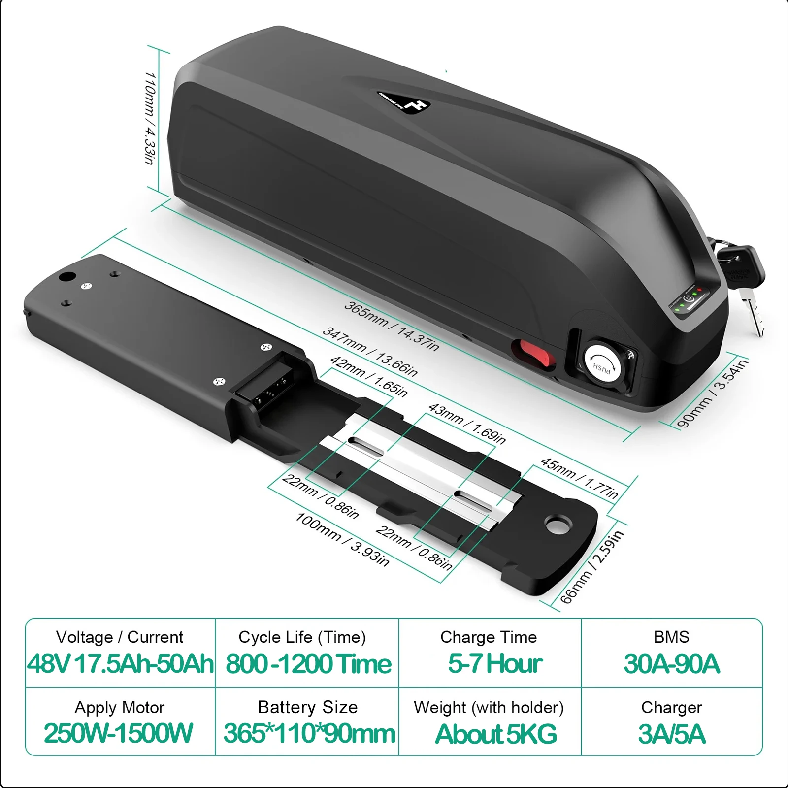 Bateria de Bicicleta Elétrica  - Ebike Battery 48V 20Ah Hailong avaliação e preço